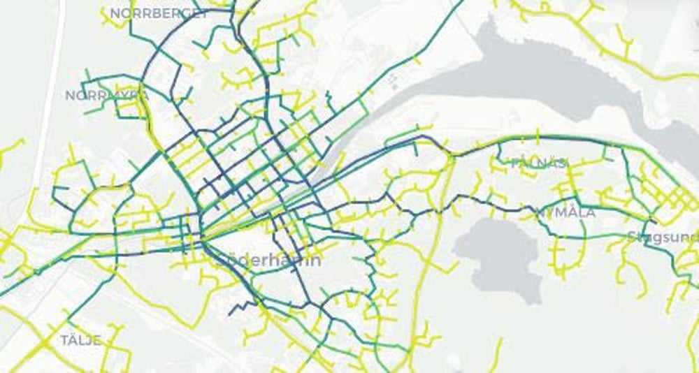 Cykelpotentialen i Söderhamn. 