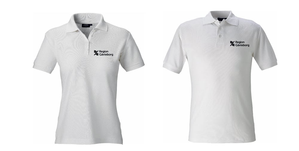 Vita pikétröjor med Region Gävleborgs logga