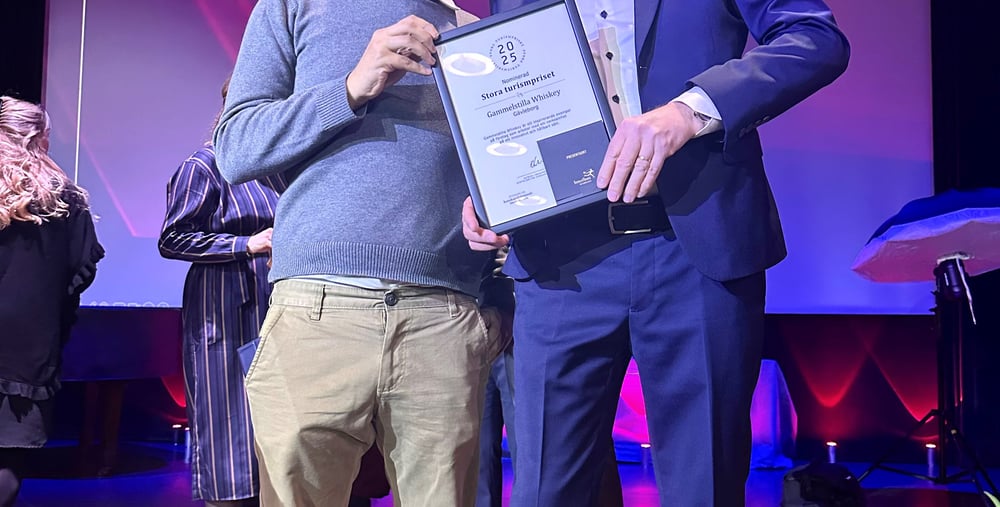 Jürgen Lorenz och Francisco Lozano från  Gammelstilla Whisky  under prisutdelningen av stora turismpriset i Stockholm.
