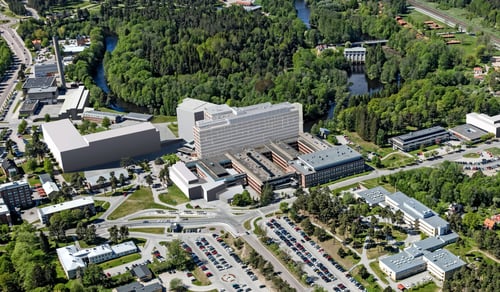 Bilden visar Framtidsbyggets byggprojekt på Gävle fokus. Hus 62 ligger till vänster i bild på den södra tomten. 